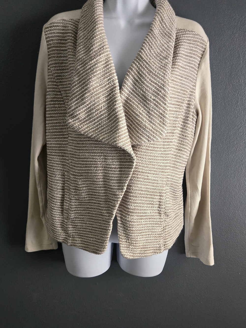 Halogen Textured Knit Drape Collar Sweater Jacket Corporate Chic Elevated Casual